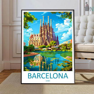 Poster Arte de viagem de Barcelona para parede Barcelona 
