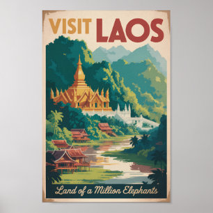 Poster Arte de Viagem de Ilustração de Pha That Luang do 