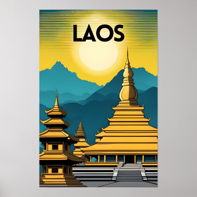 Poster Arte de Viagem do Laos (Frente)