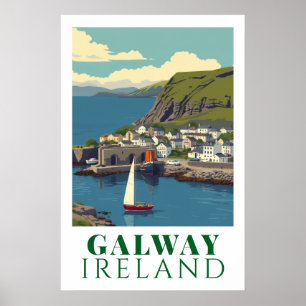 Poster Arte de Viagem do Porto Antigo de Galway Irlanda V