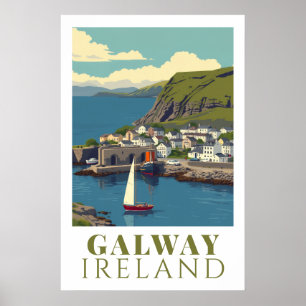 Poster Arte de Viagem do Porto Antigo de Galway Irlanda V