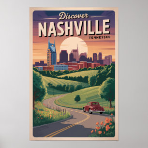 Poster Arte de viagem pela estrada sul de Nashville Tenne