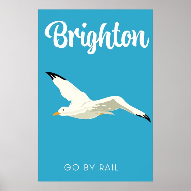 Poster Arte de viagem retrô de Brighton (Frente)
