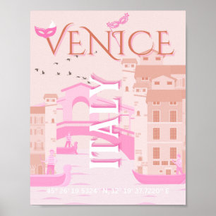 Poster Arte de Viagem Veneza, Itália, Arte de Viagem, Pas