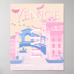 Poster Arte de Viagem Veneza, Itália, Arte de Viagem, Ros