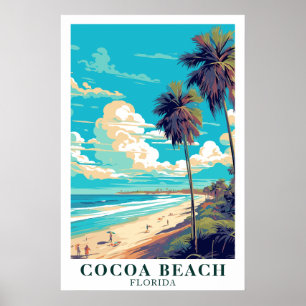 Poster Arte de Viagem Vintage Cocoa Beach Flórida