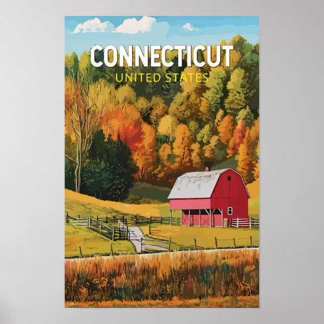 Poster Arte de Viagem Vintage Connecticut (Frente)