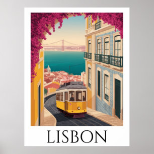 Poster Arte de Viagem Vintage Minimalista Lisboa Portugal