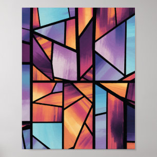 Poster Arte de Vidro Geométrica Manchada Vibrada