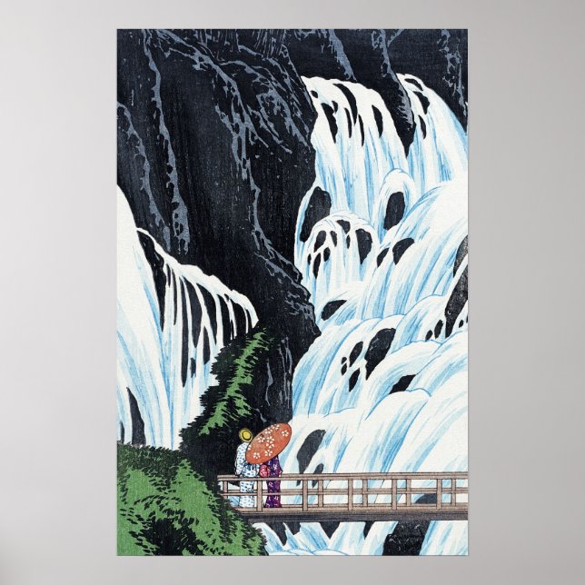 Poster Arte de Vintagem em Cascata Japonesa (Frente)