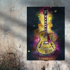 Poster Arte de Violão de Grunge legal Personalizada