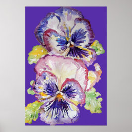 Poster Arte de Violeta Pensativa Floral Flores Cartaz Aqu