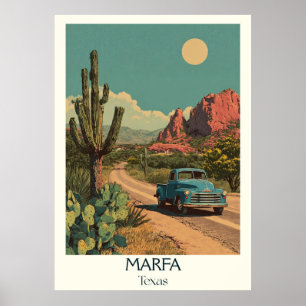 Poster Arte de Vista do Deserto de Marfa Texas