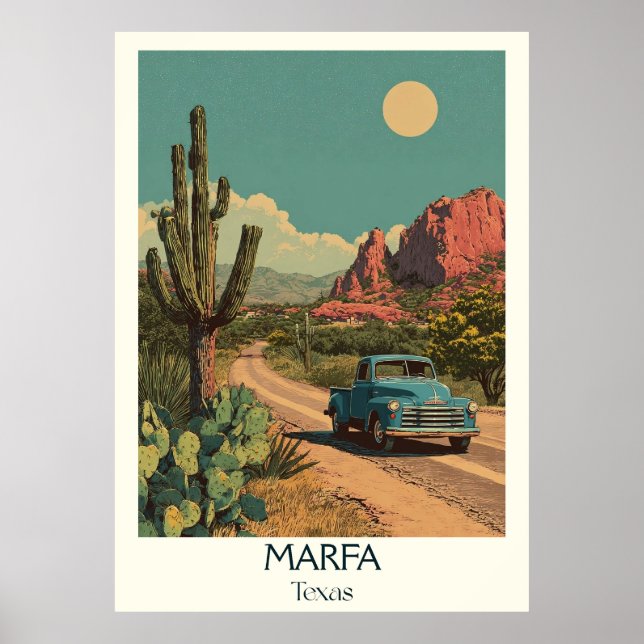 Poster Arte de Vista do Deserto de Marfa Texas (Frente)