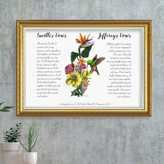 Poster Arte de Vow Personalizada Floral Tropical Elegante