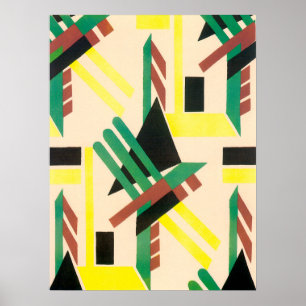 Póster Arte Deco Antiga Formas Geométricas Jazz Pochoir