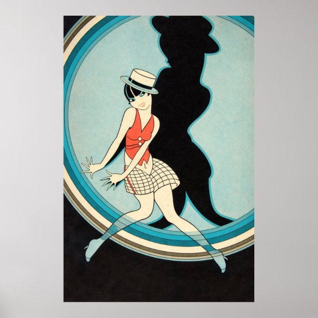 Poster Arte Deco Antiga - Para Todos - Flapper no Palco (Frente)