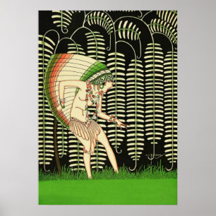 Poster Arte Deco Antiga - Para Todos - Menina Índia