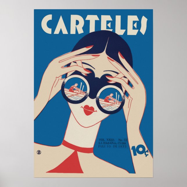 Poster Arte Deco Antigo - Cartazes - Binóculos (Frente)
