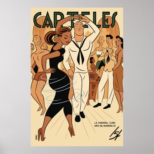 Poster Arte Deco Antigo - Cartazes -Dança (Frente)