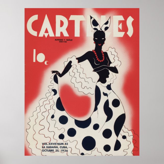 Poster Arte Deco Antigo - Cartazes - Dançarina (Frente)