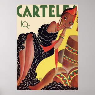 Poster Arte Deco Antigo - Cartazes - Mulher Bonita