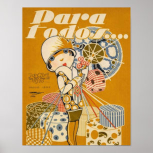 Poster Arte Deco Antigo - Compras de Flapper
