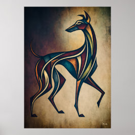 Poster Arte Deco Cachorro Arte Abstrata Geométrica Parede