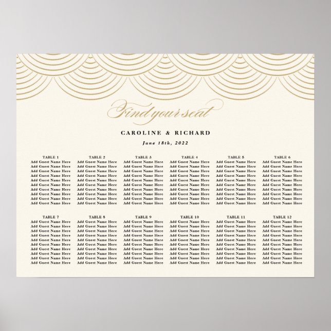 Poster Arte Deco Cartaz Dourado de Casamentos de Marfim (Frente)