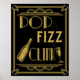 Poster Arte deco de cartaz de festa Pop Fizz Clink