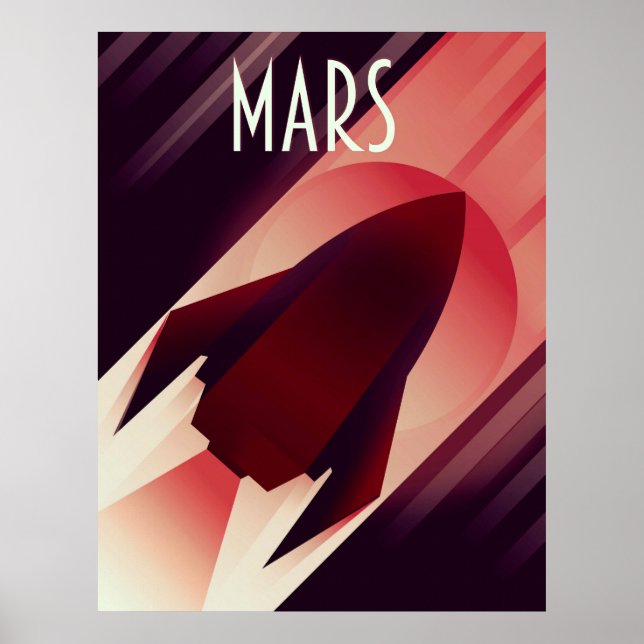 Poster Arte Deco de Espaço da Starship de Marte (Frente)