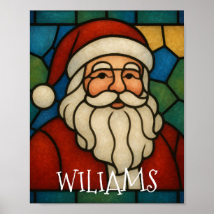 Poster Arte Deco de Vidro Colorido de Natal Personalizado
