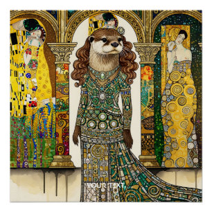 Póster Arte Deco Fantasia de Lontra Fofa