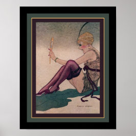 Poster Arte Deco Flapper de 1920 com Espelho