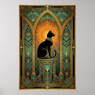 Poster Arte Deco Gato Celestial Solstício Parede