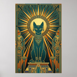 Poster Arte Deco Gato Preto Subindo Arte de Parede