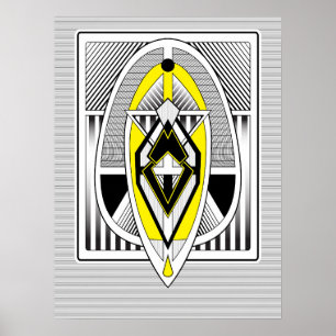 Poster Arte Deco Geométrico Amarelo & Preto Ousado