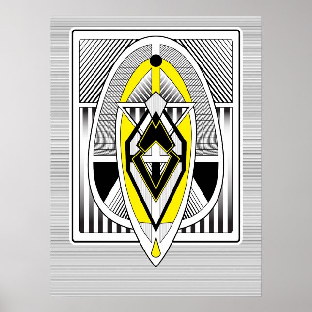 Poster Arte Deco Geométrico Amarelo & Preto Ousado (Frente)