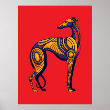 Arte Deco Geométrico do Galgo em Cor Vibrante