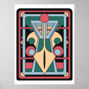 Poster Arte Deco Geométrico Futurista Retrô Pavão
