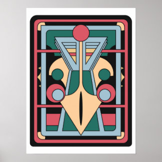 Poster Arte Deco Geométrico Futurista Retrô Pavão