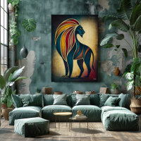 Arte Deco Leão Arte de Parede de Animal Geométrico