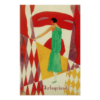 Póster Arte Deco mostra música na 1920