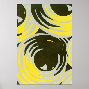 Poster Arte Deco Pochoir Jazz Geométrico Círculos Vintage