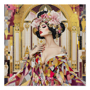 Póster Arte Deco Senhora Fantasia Fofo