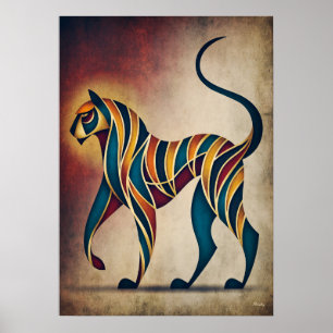 Poster Arte Deco Tigre Arte de Parede de Animal Geométric