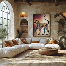 Poster Arte Deco Tigre Arte de Parede de Animal Geométric