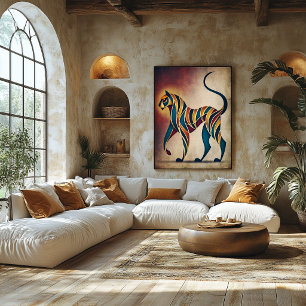 Poster Arte Deco Tigre Arte de Parede de Animal Geométric