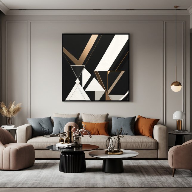 Poster Arte Deco Triângulos Geométricos Modernos (Criador carregado)