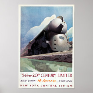 Póster Arte Deco Vintage de Viagens Ferroviárias, 1938